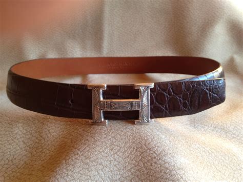 hermes h gris crocodile belt